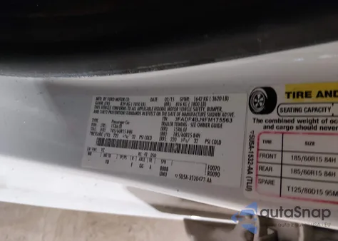 2015 Ford Fiesta Se z USA, uszkodzony, nr VIN 3FADP4BJ9FM175563